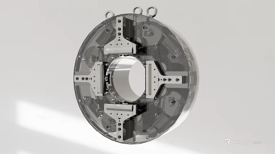 Industrial Equipment Circular Mechanical Component Featuring Gear Mechanism Metal Structure And Transparent Casing 3d model 