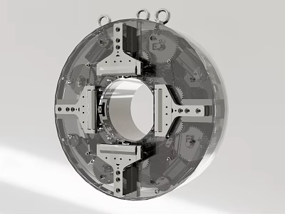 Industrial Equipment Circular Mechanical Component Featuring Gear Mechanism Metal Structure And Transparent Casing 3d model