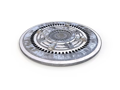Round Metal Mechanical Component With Intricate Radial Pattern And Surface Holes 3d model