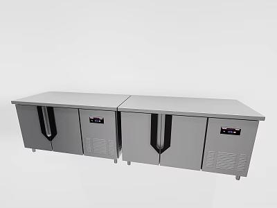 Stainless Steel Double Functional Refrigerated Table with Cabinet Doors and Digital Display for Commercial Kitchen 3d model
