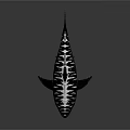 Detailed Realistic Shark With White Stripes On Dark Background 3D Render