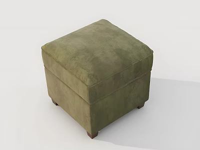 Green Upholstered Square Ottoman with Wooden Legs for Living Room Use 3d model