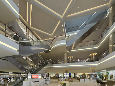Modern Atrium Shopping Center Mall 3d model
