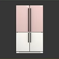 Modern Two Door Refrigerator Freezer With Pink Upper And White Lower Black Handles