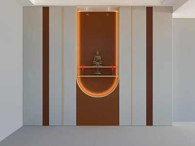 Modern Buddhist Shrine Cabinet With Embedded LED Lighting And Decorative Buddha Sculpture 3d model