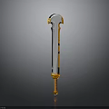 Modern Sci Fi Sword With Orange Yellow Hilt And Shiny White Blade