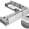 Stylish Modern Casual Sofa Set With Beige Fabric Plush Cushions And Modular Design