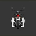 Vintage White Motorcycle With Brown Seat Red Stripes Chrome Engine And Black Wheels