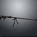 Tactical Long Range Weapon With Red Black Body And Tripod Support Stand 3d model