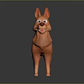 Cartoon Dog Character With Orange Fur Standing Pose Pointed Ears Curious Expression