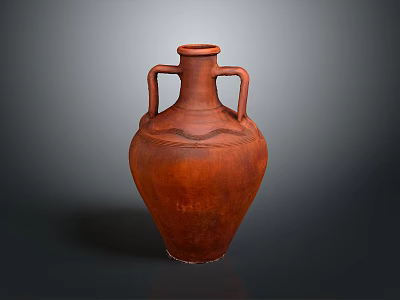 Artisan Handmade Terracotta Sculpture Carving Vase With Two Handles And Wave Patterns Design 3d model