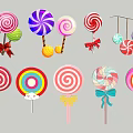 Various Colorful Lollipop Ornaments With Bowknot Hanging Decorative Designs
