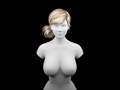 Realistic 3D Female Game And Movie Character With Blonde Bun Hairstyle Upper Body 3d model