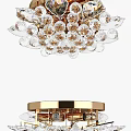 Elegant Crystal Ceiling Light With Gold Base And Decorative Glass Balls 3d model