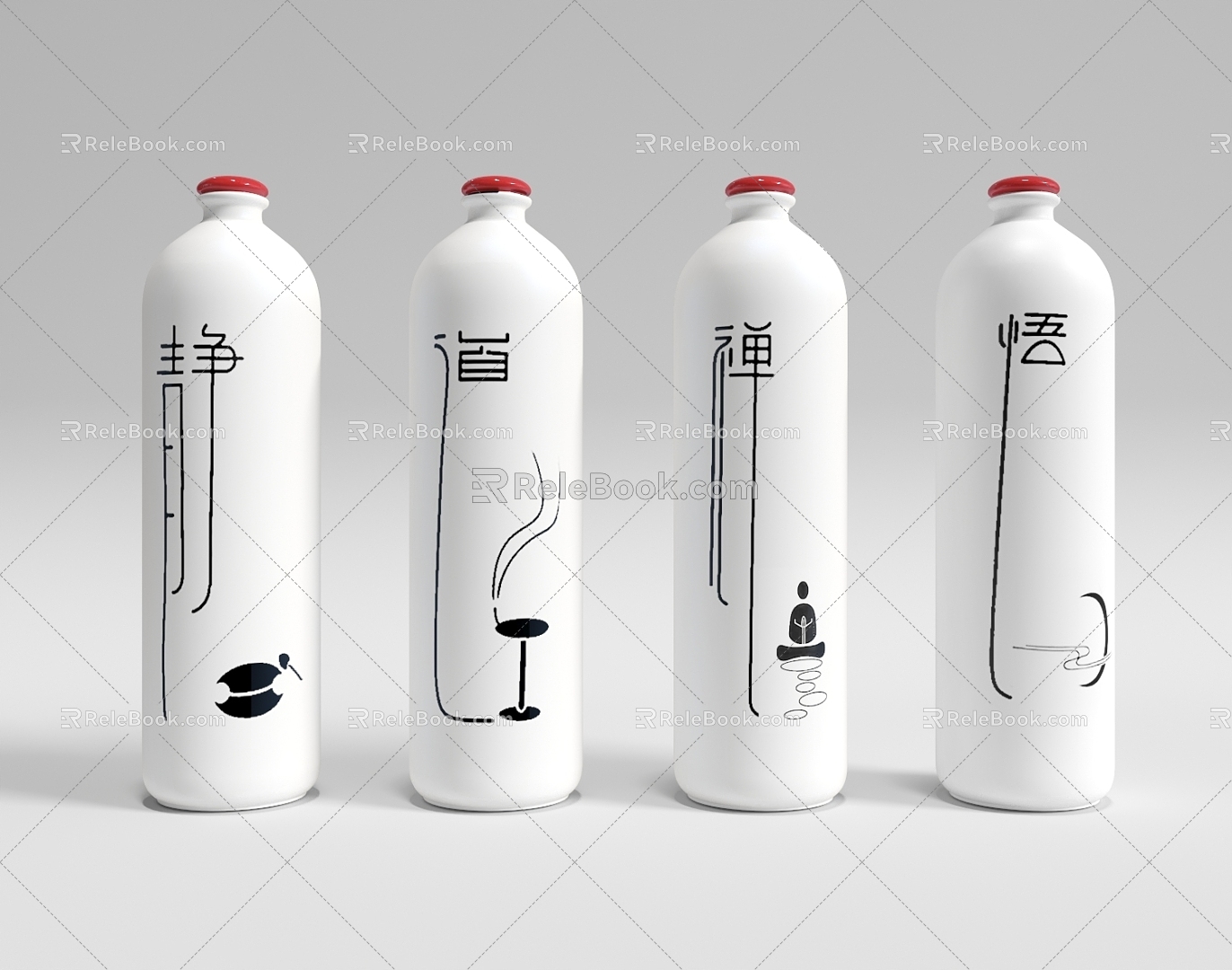 Wine Bottle Packaging Chinese Style Wine Jug Zen Wine Bottle Bottle 3d model