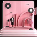 Elegant Pink SIPP Retail Display Space Featuring Clothing Racks And Lighting