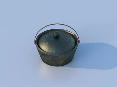 Sturdy Metal Household Bucket With Secure Lid And Handle For Practical Storage 3d model