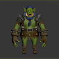 Orc Fantasy Game Movie Character With Green Skin Blue Hair Metal Armor And Scarf