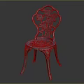 Ornate Metal Leisure Chair Featuring Intricate Rose Carvings On Backrest And Seat