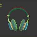 Blue Over Ear Headphones With Gold Accents Computer Accessory On Black Surface With Reflection