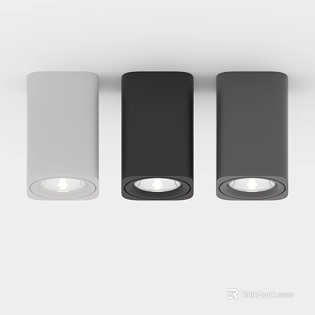 Modern Slim Downlights in White Black Dark Gray Ceiling Mounted with Illuminated Heads 3d model 