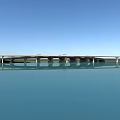 Modern Bridge Architecture Spanning River With Blue Sky And Water Reflection 3d model