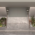 Construction company entrance stairwell green plant landscaping atmosphere sense of high level 3d model