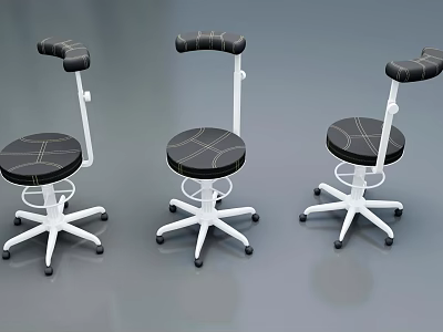 Modern Office Chair With Black Cushion White Base And Rolling Wheels Design 3d model