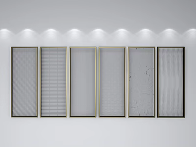 Modern Partition Screens With Metal Frames And Various Textured Designs For Interior Decor 3d model