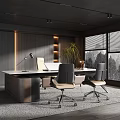 Modern Office Interior With Spacious Desk Ergonomic Chairs And Large Windows 3d model
