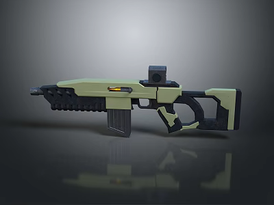 Modern Tactical Rifle in Green and Black with Tactical Sight Grip and Barrel Design 3d model