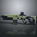 Modern Tactical Rifle in Green and Black with Tactical Sight Grip and Barrel Design