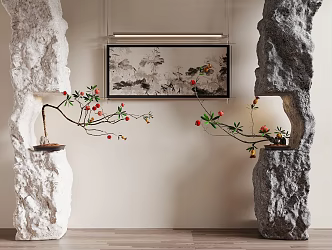 Garnet potted plant indoor device decorative painting 3d model