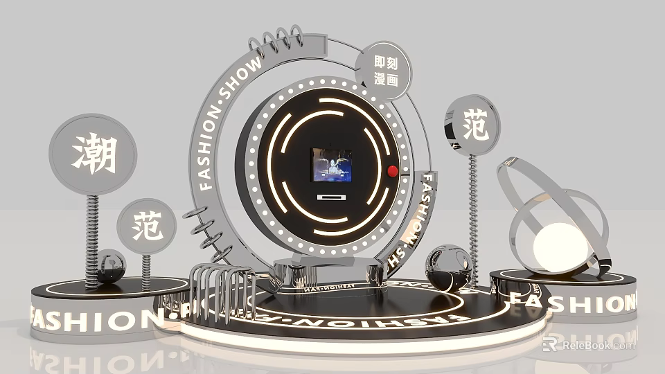 Fashion Show Interactive Zone Modern Design With Circular Structure Trendy Lighting And Display Elements 3d model