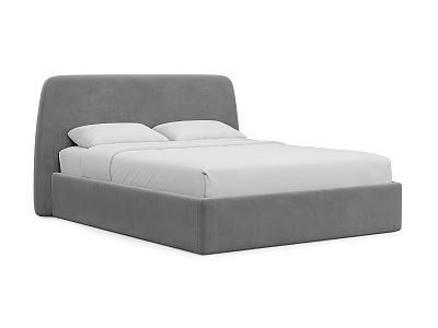 Modern Gray Upholstered Double Bed With White Sheets And Curved Headboard 3d model