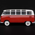 Classic Red And White Vintage Volkswagen Van With Retro Design Features
