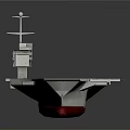 Aircraft Carrier 3D Model With Gray Flight Deck And Red Bottom Structure