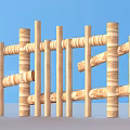 Decorative Wooden Garden Fence Design With Carved Posts And Horizontal Rails