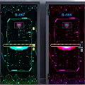 Modern Security Doors With Colorful Neon Light Patterns And Smart Electronic Lock System 3d model