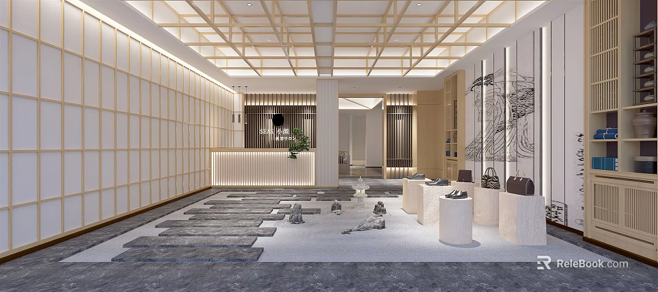 Modern Beauty Hair Salon Interior With Stylish Seats Mirrors And Elegant Decor 3d model 