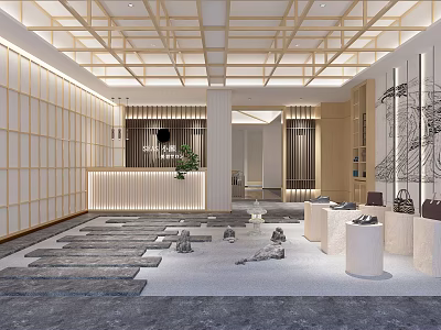 Modern Beauty Hair Salon Interior With Stylish Seats Mirrors And Elegant Decor 3d model