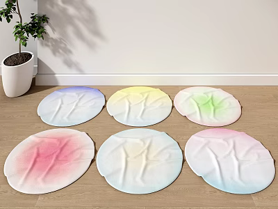 Six Round Rugs With Gradient Colors And Tree Pattern For Home Decoration 3d model