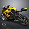 Sporty Yellow And Black Motorcycle With Sleek Design Side Mirrors And Wheels