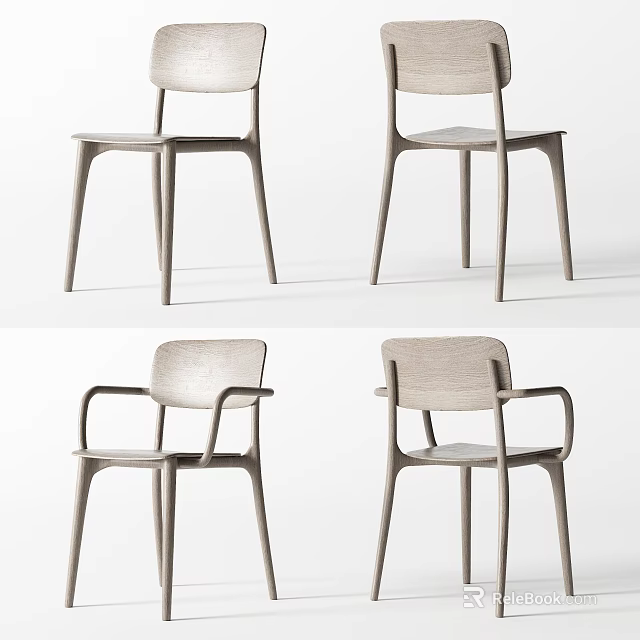 Modern Wooden Leisure Chairs With Armrest And Simple Home Decor Design Style 3d model 