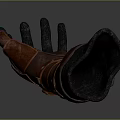 Medieval Fantasy Weapon Gauntlet With Brown Leather Metal Buckles And Black Lining
