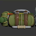 Practical Green Backpack With Metal Frame Small Bottle And Shovel For Daily Use