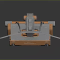 Orange Cube Shaped Robot Character With Black Screen And Metal Structure