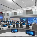 Modern High Tech Control Room Interior With Multiple Monitors Command Consoles And Large Digital Screens 3d model