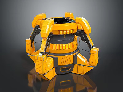 Yellow Black Mechanical Device With Futuristic Sci Fi Design And Complex Robotic Structure 3d model