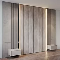 Modern Accent Wall With Vertical Slats Lighting And Side Cabinets 3d model